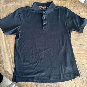Tasso Elba Black Fitted Collared Polo, 100% Pima Cotton